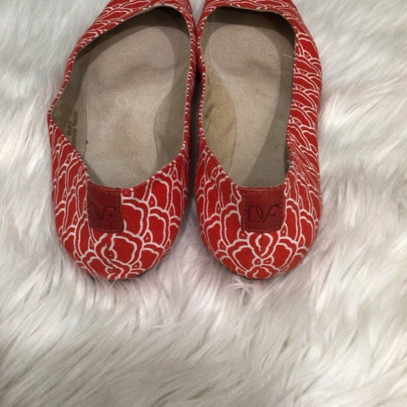 Diane Von Furstenberg red canvas flats DVF 10 - Picture 7 of 7
